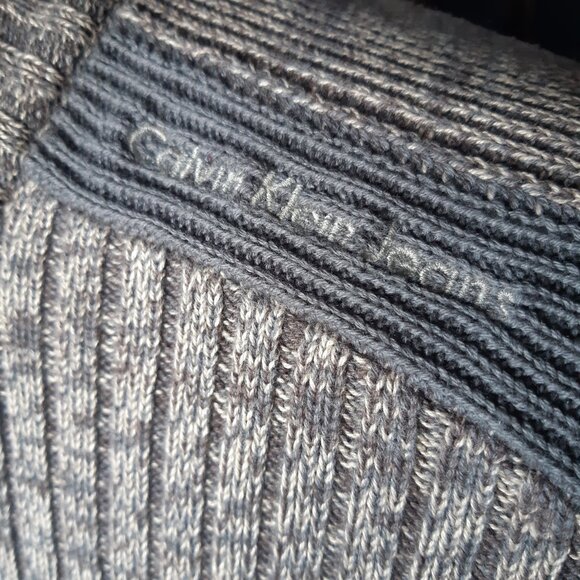 Calvin Klein Jeans SZ M 100% Cotton Taupe & Beige Ribbed 1/4 Zip Men's Sweater - Picture 7 of 16